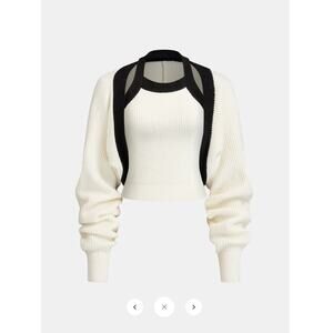 NWT Commense Color-Block Cutout Ribbed Sweater Set Sz M